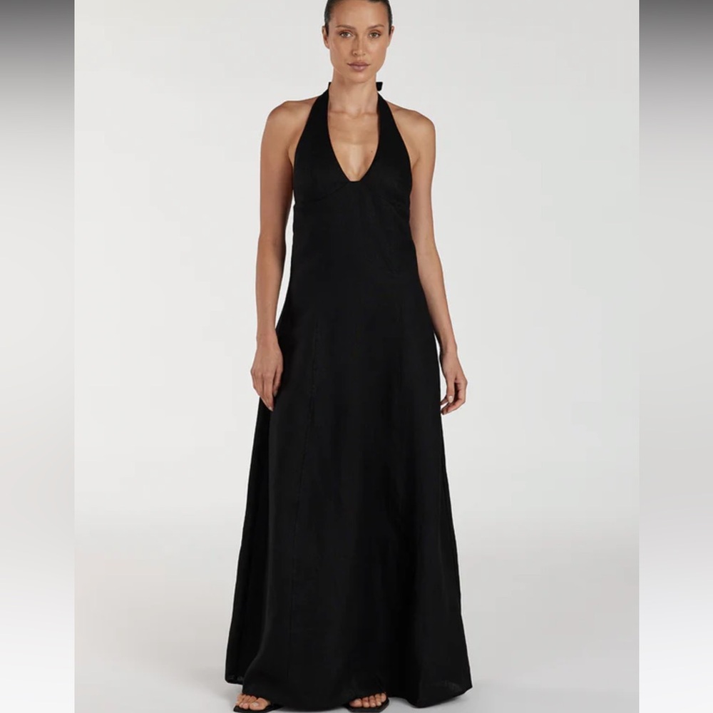 Dissh Linen Black Halter Dress